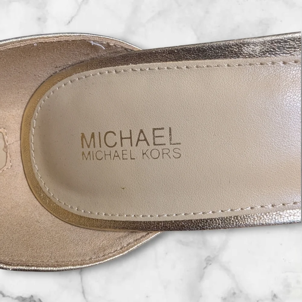 ✨ MICHAEL Michael Kors Metallic Gold Ankle Strap Heels | Size 10 ✨